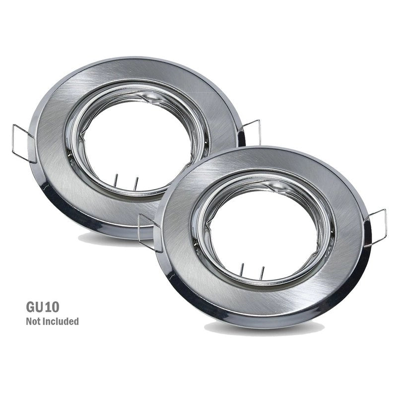 2 PZ Porta Faretti LED GU10 MR16 Rotondi Orientabili con Molla Nichel Satinato SKU 8939