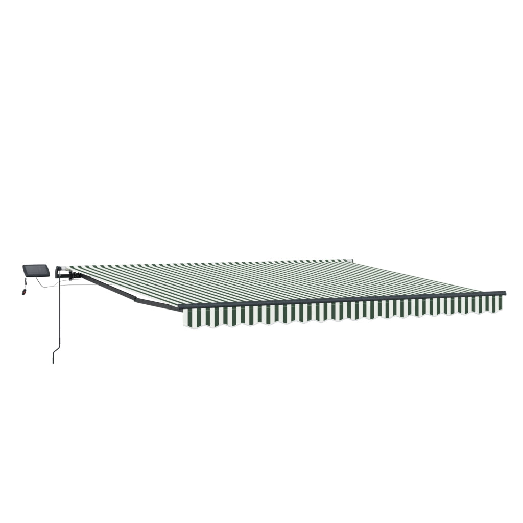 Tenda Retrattile Manuale con LED Verde e Bianca 450x300 cm