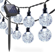 Cavo di illuminazione alimentato da energia solare per esterno giardino - 65 m - impermeabile - catena di luci sfera del mondo - sfera di cristallo - decorazione per festival - luce colorata - festa matrimonio terrazza