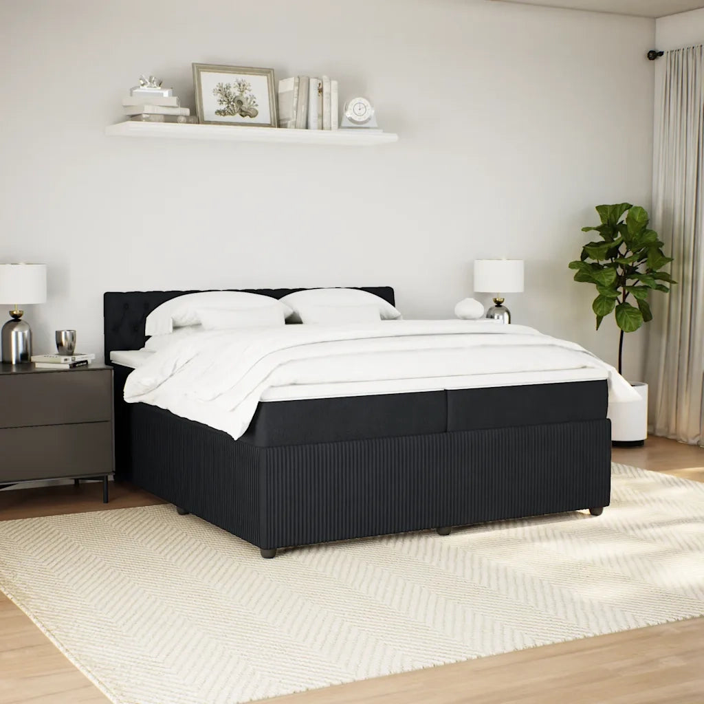 Giroletto a Molle con Materasso Nero 200x200 cm in Velluto