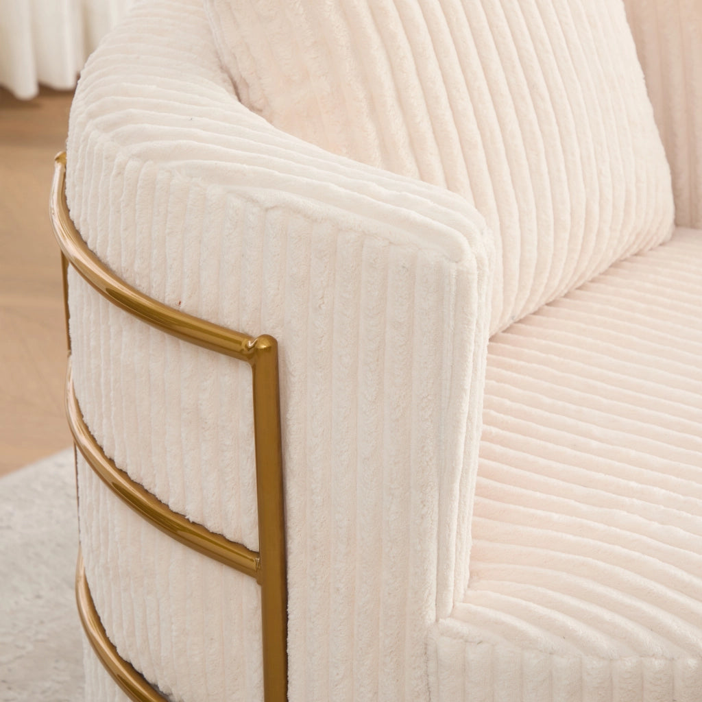Poltrona relax girevole a 360° con contenitore e seduta profonda in corda beige