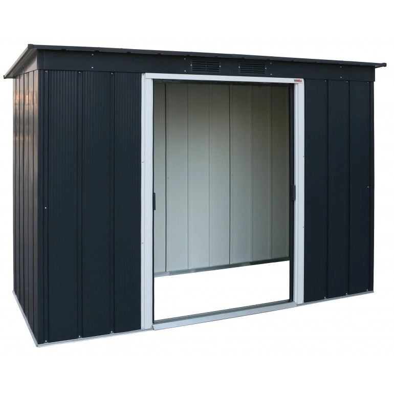 Casetta in metallo by Ezooza Pent 8x4 tetto a una falda grigio 124 x 263 x 181 cm Soluzione duratura ed elegante
