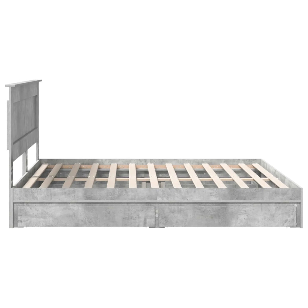 Letto con Contenitore con testiera Grigio cemento 200 x 200 cm 3410221