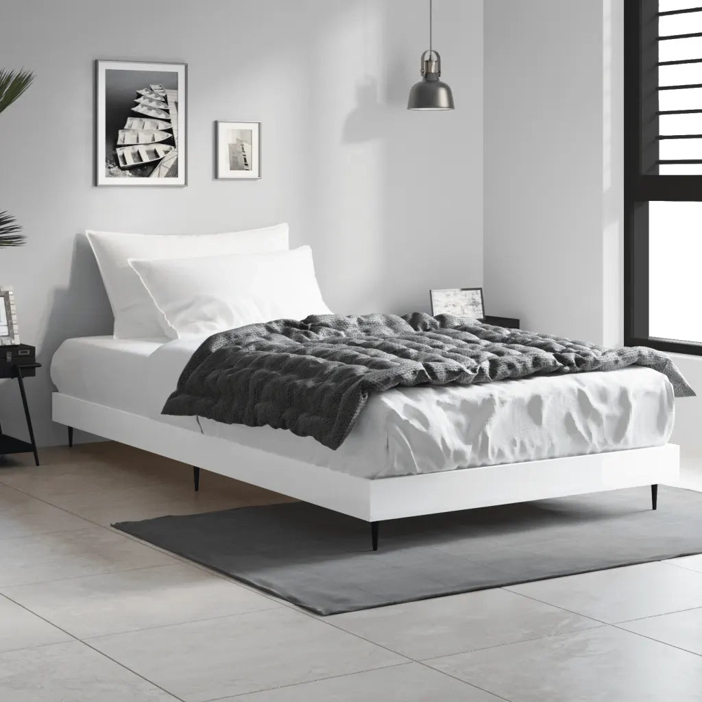 Giroletto-Struttura Letto Bianco Lucido 90x200 cm in Legno Multistrato