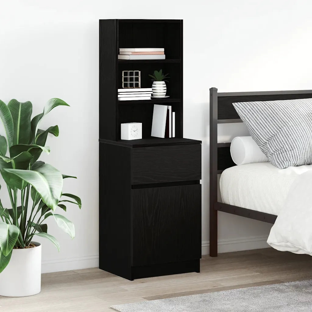 Comodino | Armadio da Notte | Mobiletto da notte Nero 39x35x125 cm in Legno Multistrato
