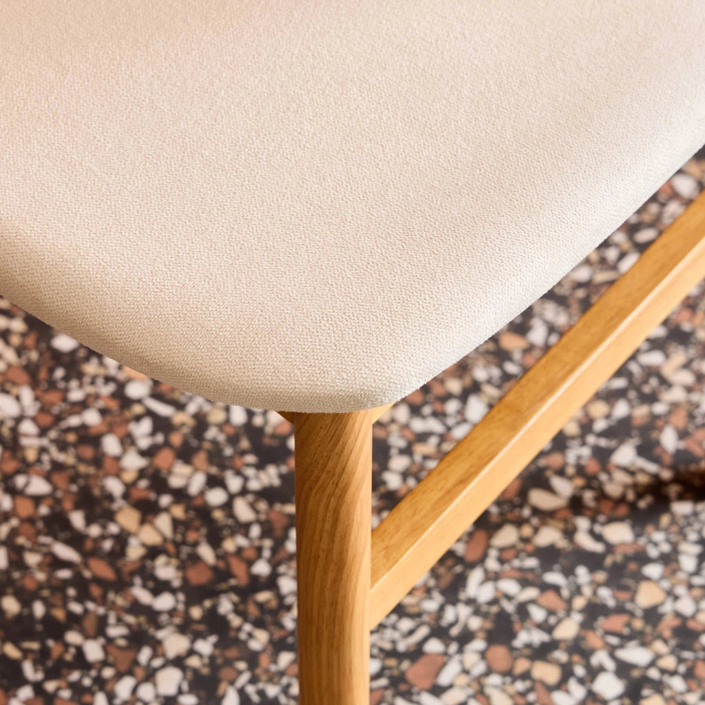 Set di 2 sedie vintage in legno di hevea e tessuto, marrone naturale