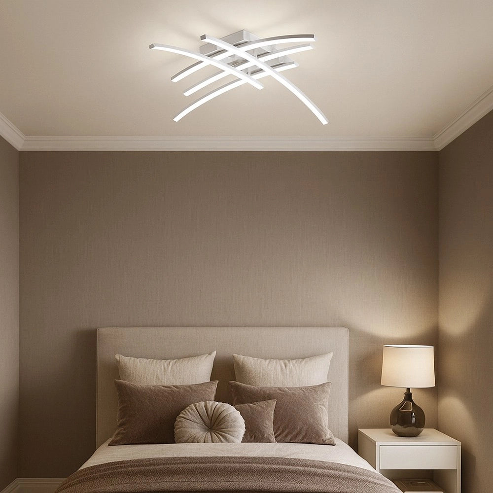 Plafoniera LED da soffitto 36W con 6 fasce curve CCT design moderno per soggiorno salotto e open space