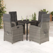 Set da Pranzo da Giardino 5 pz con Cuscini in Polyrattan Grigio 3212361