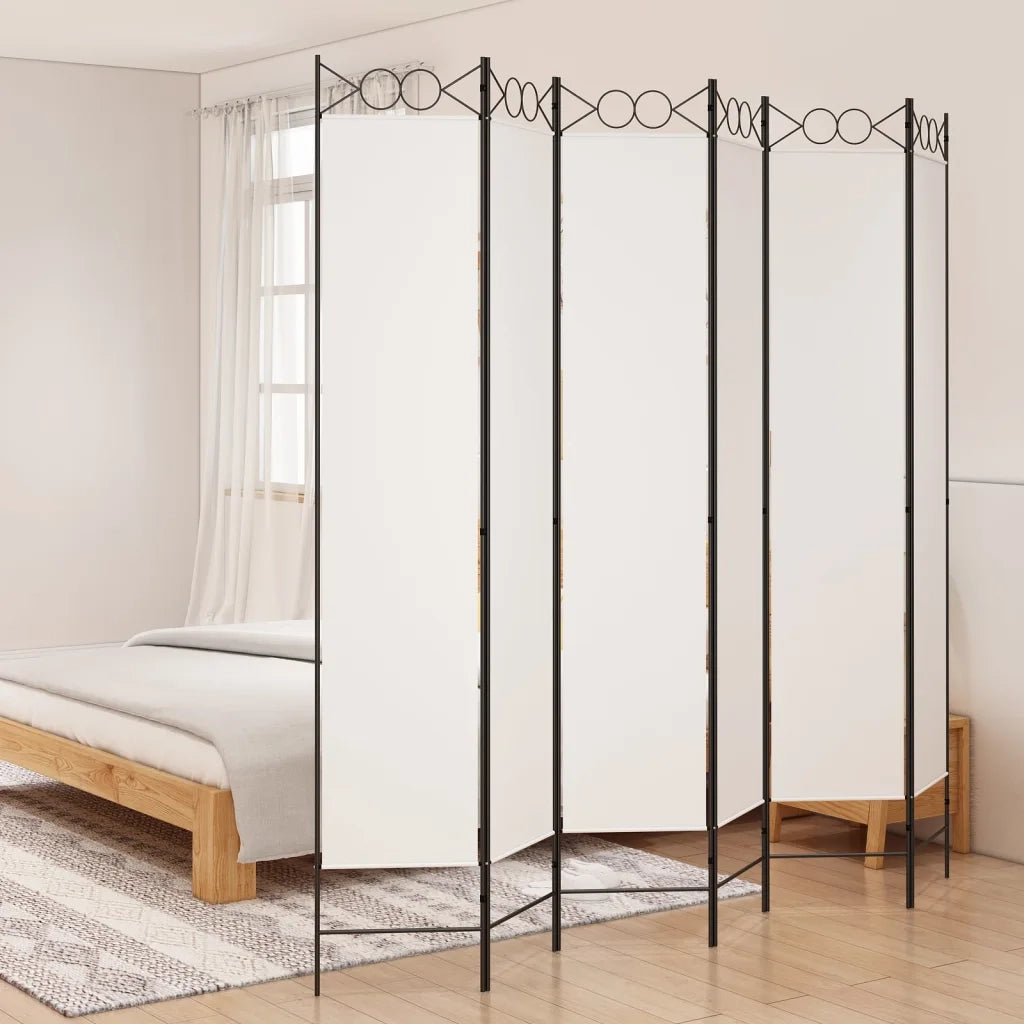 Divisorio a 6 Pannelli Bianco 240x200 cm Tessuto 350174