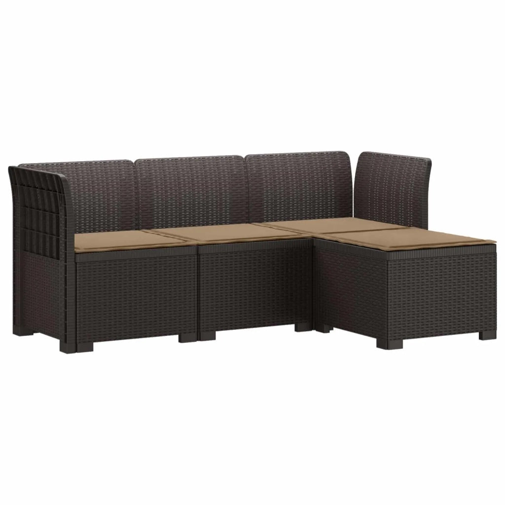 Divano da giardino 4 posti con cuscini aspetto rattan PP 3443932