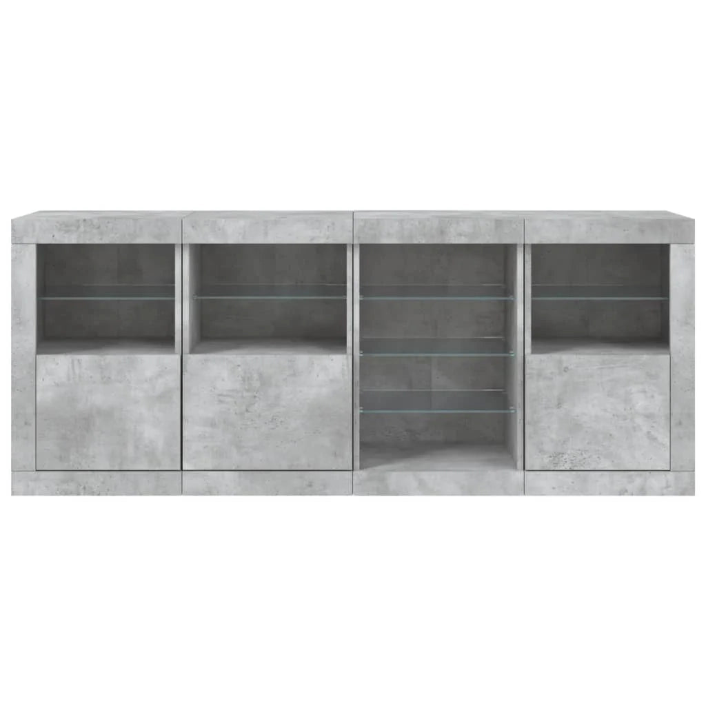 Buffet credenza cassettiera armadio mobile contenitore organizer per cucina soggiorno salotto con luci LED 164 x 37 x 67 cm grigio 02_0029984