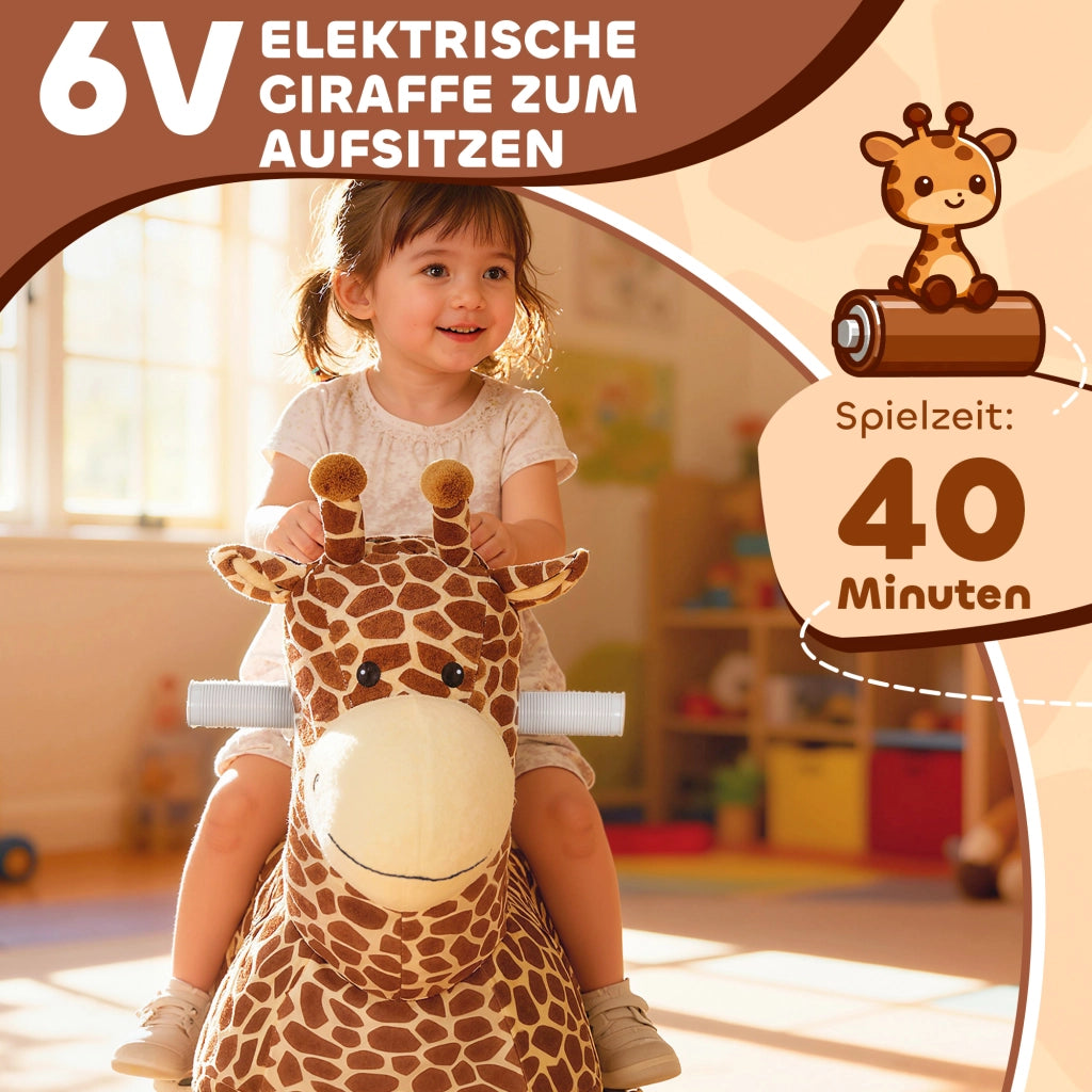 Giraffa a Dondolo per Bambini ¨C Zephmum ¨C Batteria, Musica, Tessuto Lavabile, Marrone