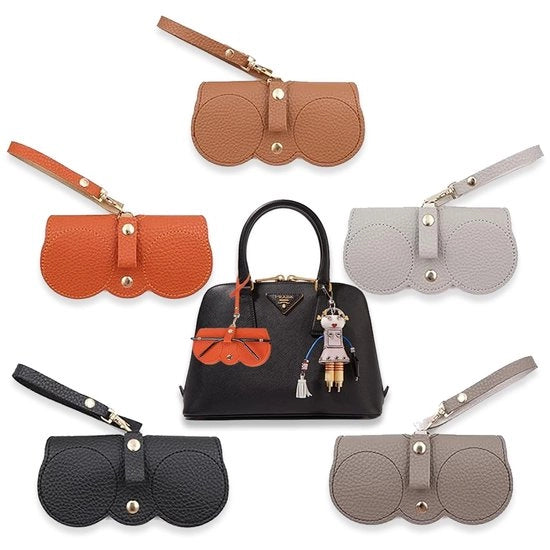 Set di Custodie per Occhiali da Sole 5 pezzi - Cinturino per Occhiali in Pelle morbida - Copriocchiali da Viaggio - Resistenti alle Macchie - Pelle in PU - Anello di Sospensione Robusto