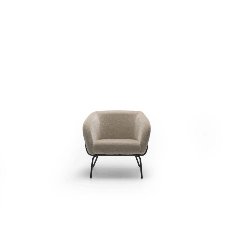 Poltrona rivestita in velluto Gambe metallo verniciato Sherry 75cm X 74cm H 69cm Stones
