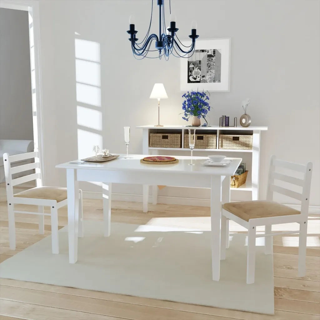 Sedie da Pranzo 2 pz | Sedie da cucina Bianche Legno Massello di Hevea e Velluto