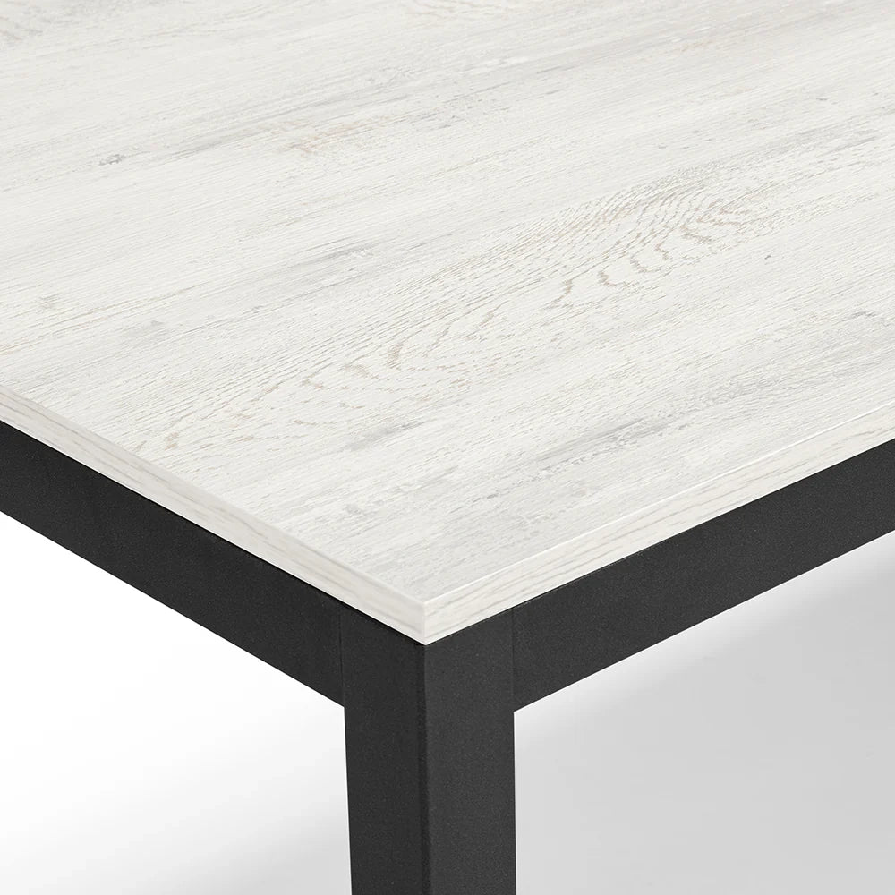 Tavolo da pranzo allungabile Quercia Bianca 160x85 modello GIOTTO MADE IN ITALY con 2 allunghe laterali da 40 cm per sala da pranzo, cucina e soggiorno, design moderno