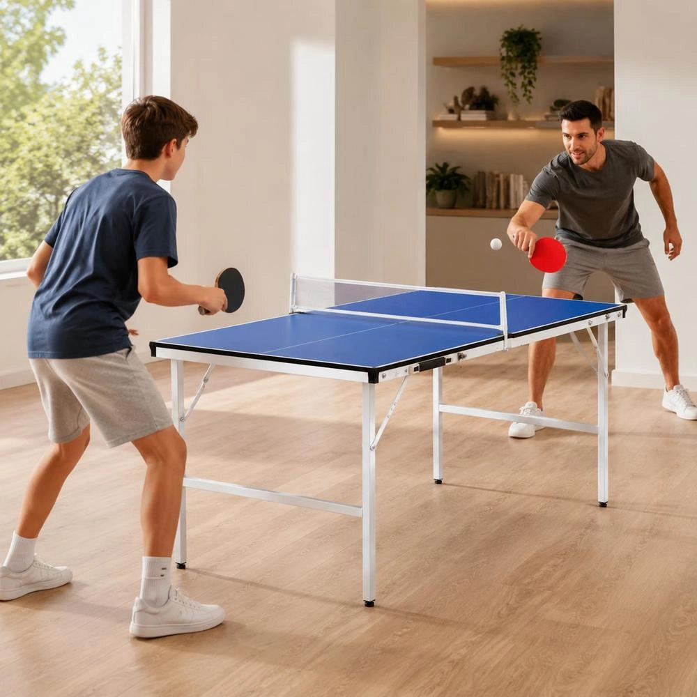 5-foot Ping-pong Table With Net, 152 X 76 X 66 Cm, Blue