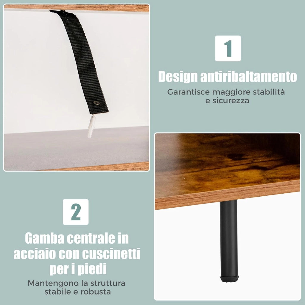 Mobile da Cucina con Cassetto, 4 Livelli Ripiani Aperti e Portabottiglie, Credenza Cucina in Legno e Metallo, per Fino a 18 Bottiglie, per Sala da Pranzo, Soggiorno, 78 x 40 x 160 cm