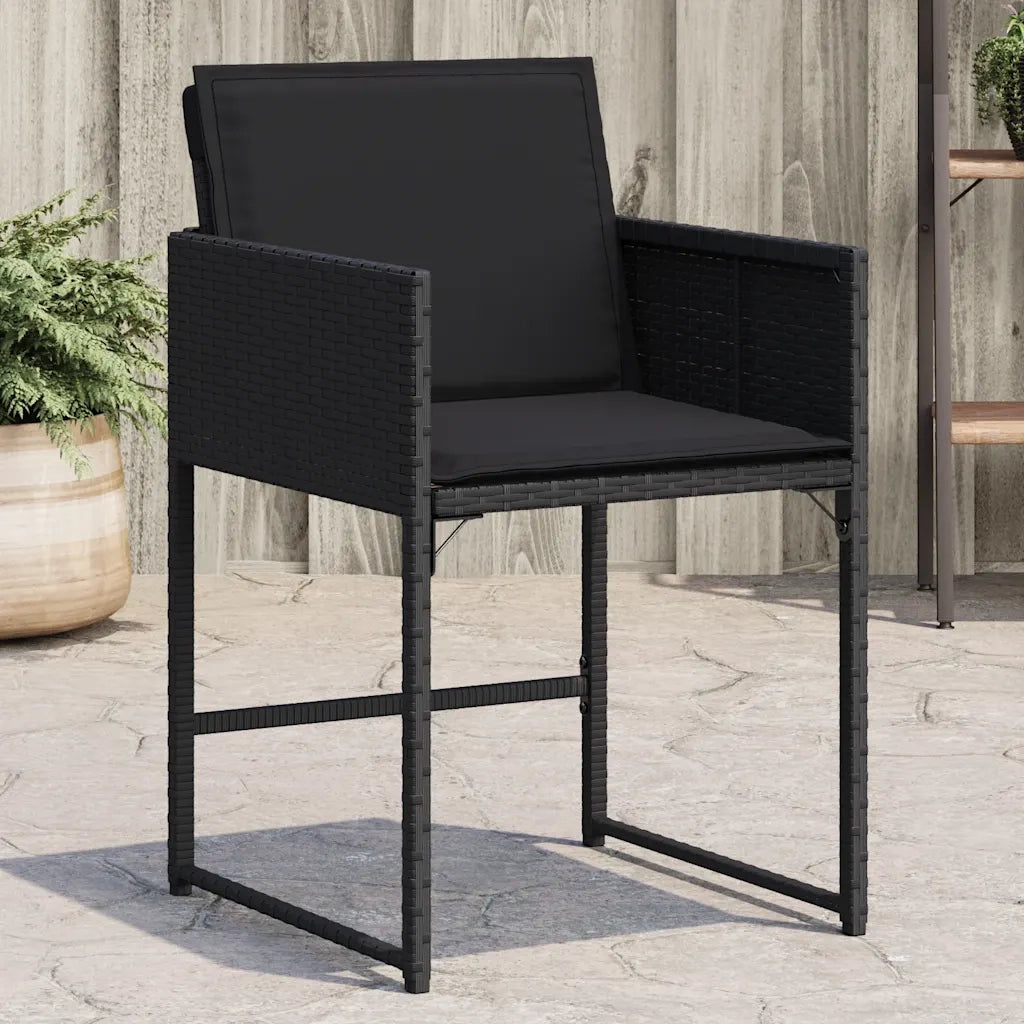 Sedie da Giardino con Cuscini 4 pz Nere in Polyrattan 365001