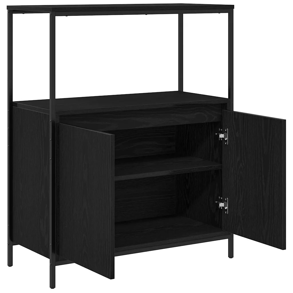 vidaXL Mobile da Bagno con Ripiani Rovere Nero 76,5x35x95 cm
