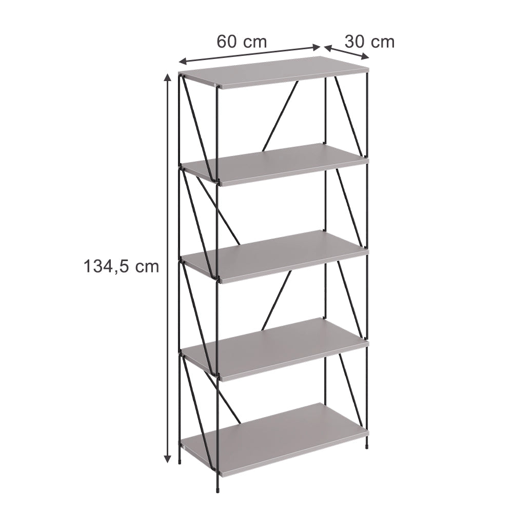 Vicco Scaffale Grigio/nero 60 x 134.5 cm