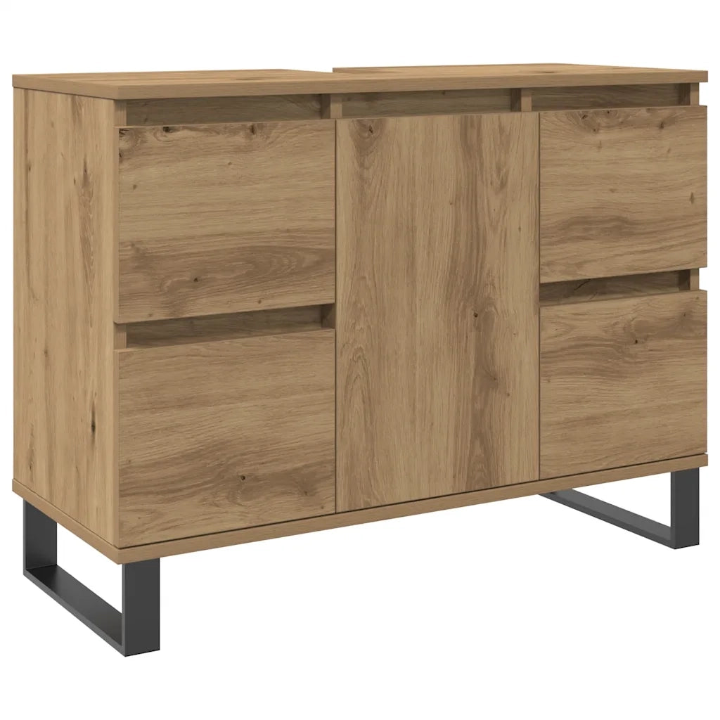 Mobiletto da Bagno Rovere Artigianale 80x33x60 cm in Truciolato