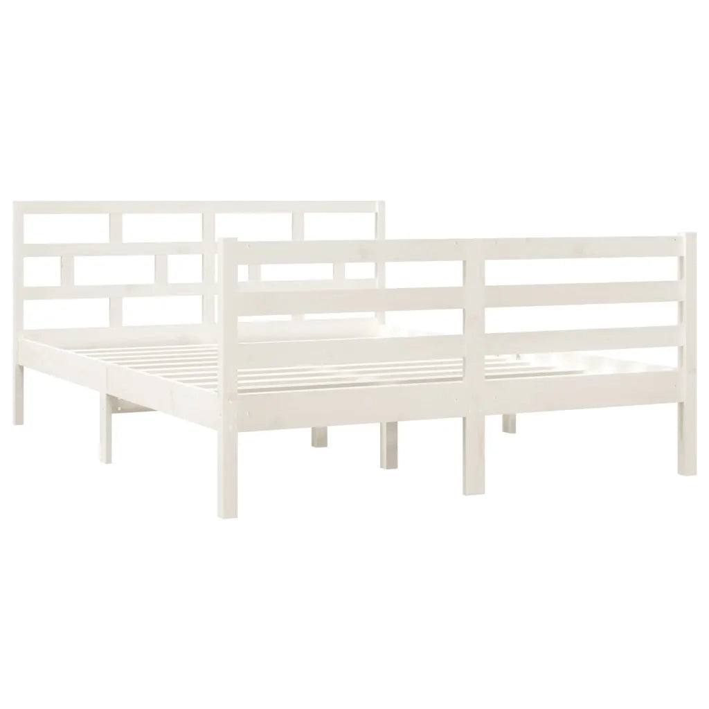 Giroletto-Struttura Letto Bianco in Legno Massello di Pino 140x190 cm 611175