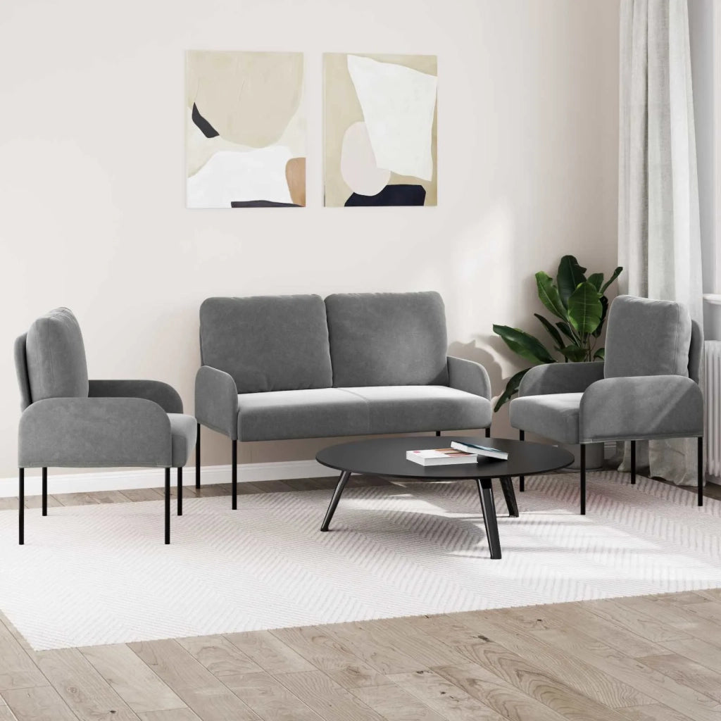 Set divani 3 pcs Grigio scuro 115 x 56 x 80 cm Legno compensato