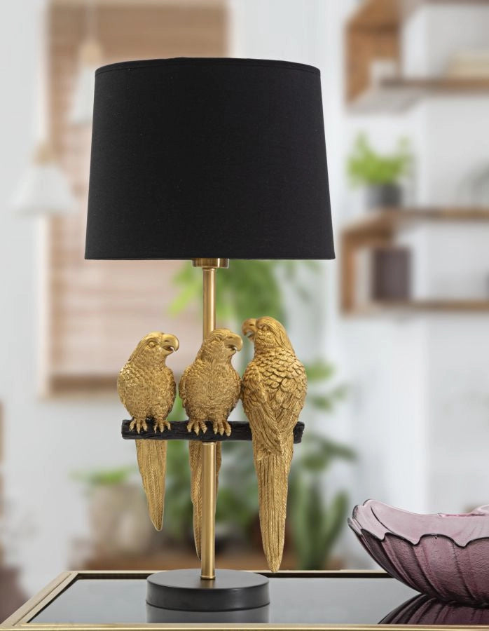 Lampada da Tavolo Pappagalli Ø 30x62,5 cm in Ferro e Poliestere