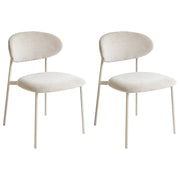 Set di 2 sedie da pranzo imbottite senza braccioli beige chiaro base in metallo design moderno