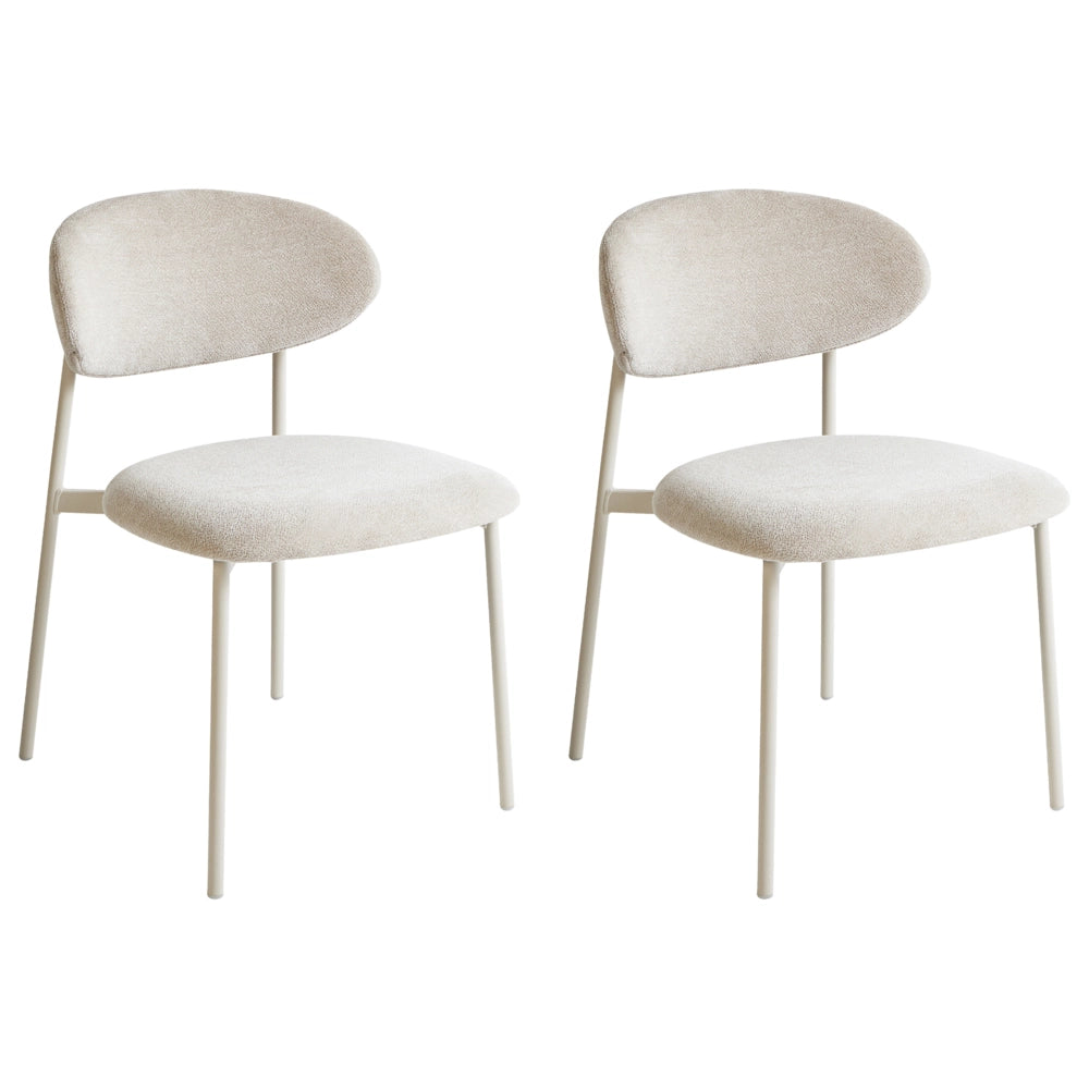 Set di 2 sedie da pranzo imbottite senza braccioli beige chiaro base in metallo design moderno