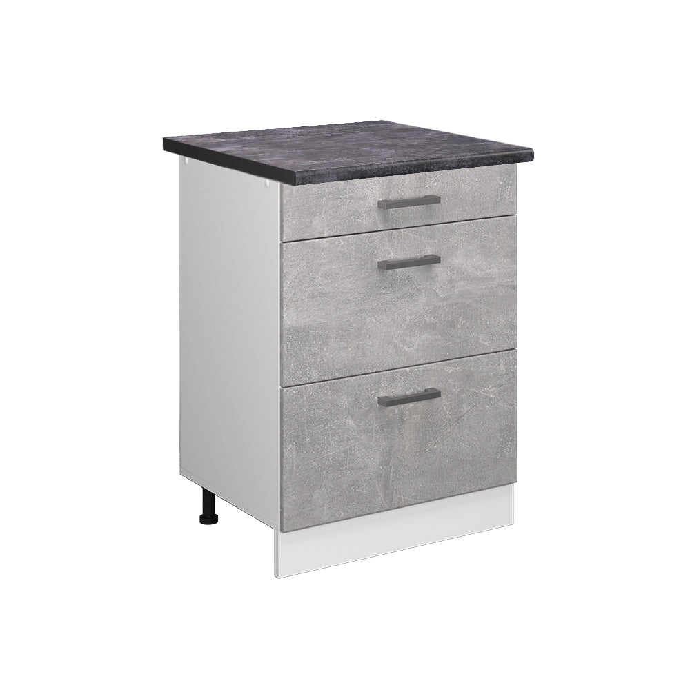 Vicco Mobiletto base per cucina Calcestruzzo 60 cm con cassetti, PL Antracite