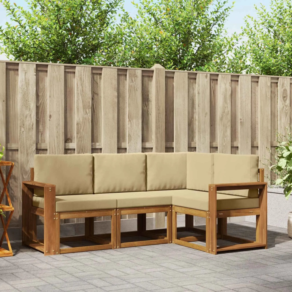 Set di divani da esterno con cuscino 4 pcs Naturale e Beige