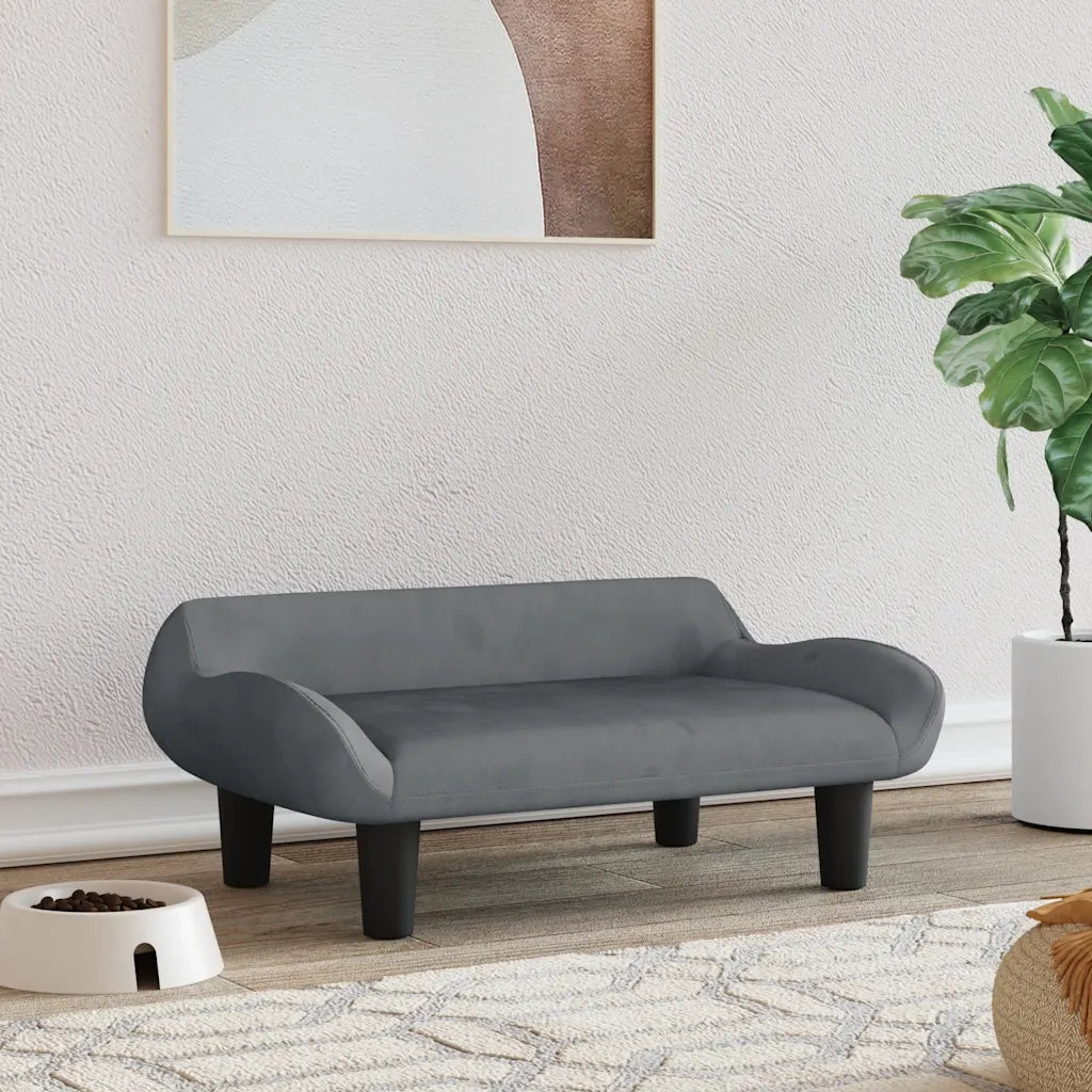 Lettino per Cani Grigio Scuro 70x40x24 cm in Velluto 171953