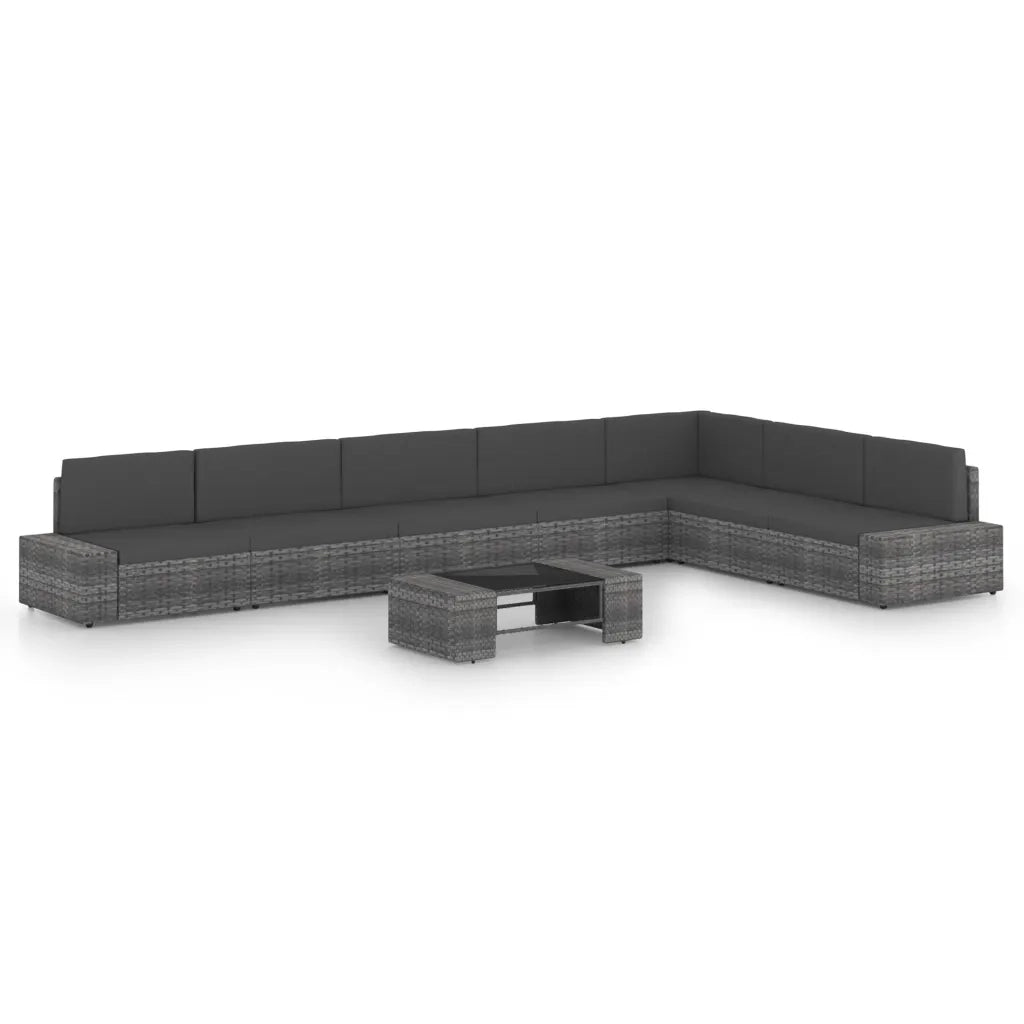 Set Divani da Giardino 8 pz con Cuscini in Polyrattan Grigio cod mxl 44498