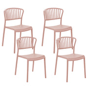 Set di 4 sedie da pranzo in plastica rosa per interni ed esterni da giardino impilabili in stile minimalista