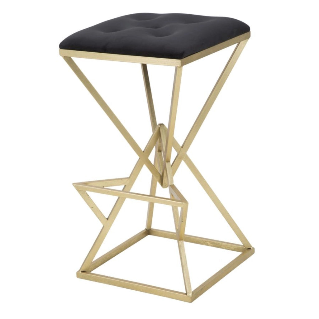 Sgabello Basso Triangoli, Oro, Metallo, 40x40x75 cm