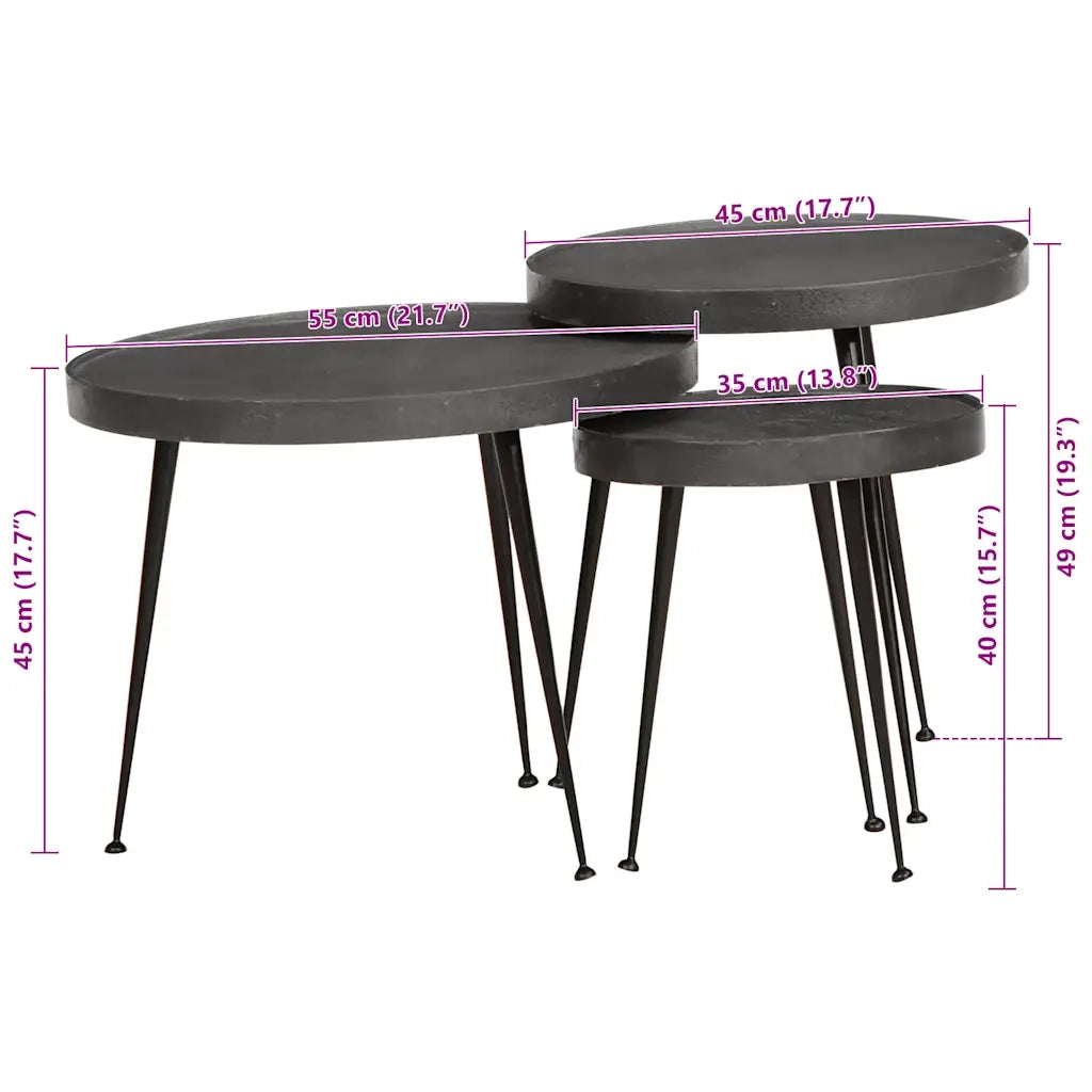 vidaXL Tavolini da Salotto 3 pz Neri in Legno Multistrato