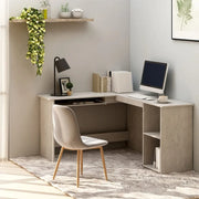 Scrivania Angolare a L Grigio Cemento 120x140x75cm Multistrato 800751