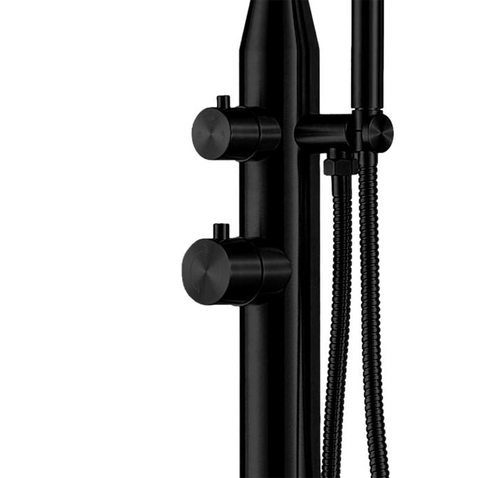 Doccia da Giardino 228x18x17,5 cm con Soffione Lavapiedi e Doccetta Sined Stintino Nero satinato