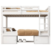 Letto a soppalco per bambini con ripiani per scarpe - Xylo - 90x200 cm - 2 letti singoli