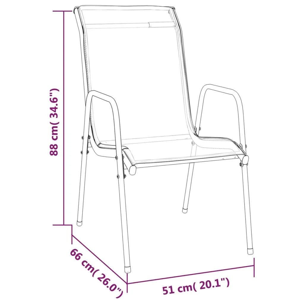 Set da Pranzo da Giardino 3 pz | Set Salotto da Giardino Nero in Acciaio e Textilene