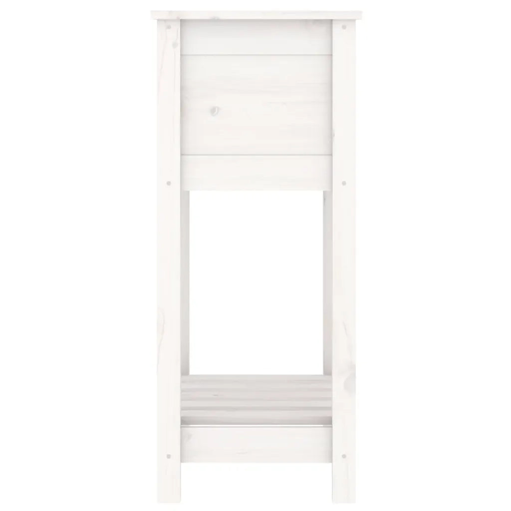 Fioriera | Cassetta per fiori | Vaso con Mensola Bianca 54x34,5x81cm Legno Massello di Pino