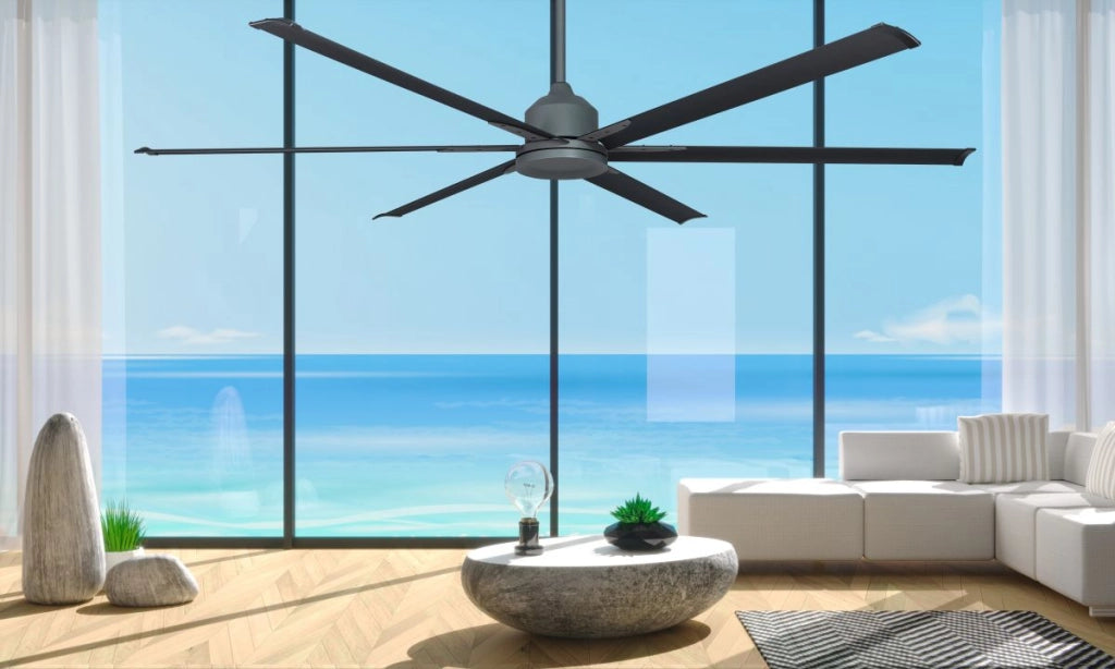 Vam Ventilatore da soffitto industriale a risparmio energetico BIG Wi-Fi Grafite 245 cm con 6 pale in alluminio con telecomando 5 velocità