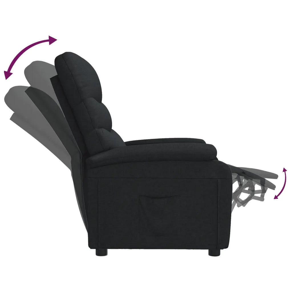 Poltrona Reclinabile in Tessuto Nero 344892