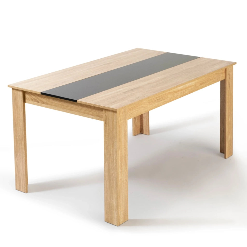IDMarket - Tavolo da pranzo GEORGIA 140 cm in finto faggio e nero e set di 6 sedie ROMANE nere