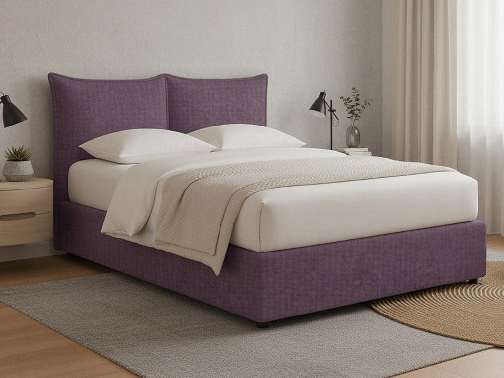 Wetherby, Letto Matrimoniale Sfoderabile Made in Italy, Viola Lilla