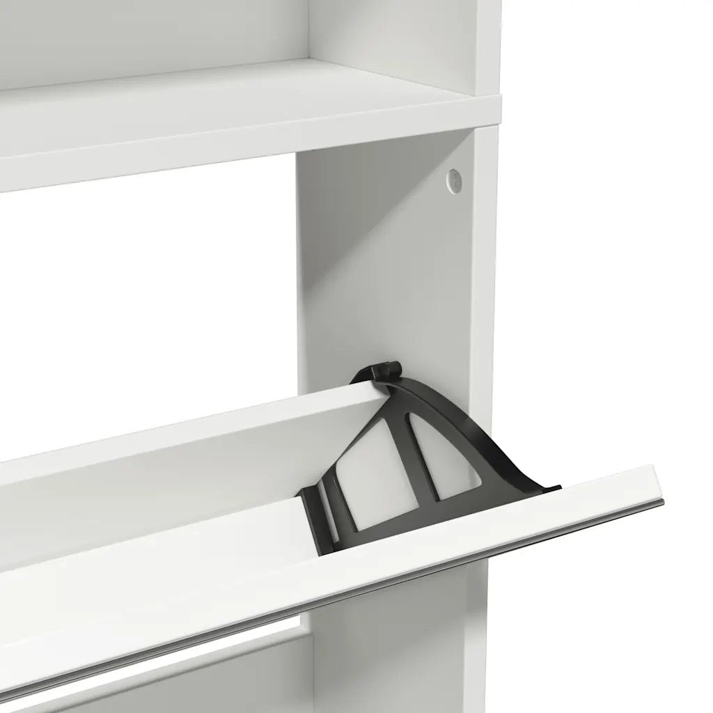 Scarpiera a 4 Strati con Specchio Bianca 63x17x134 cm 273936