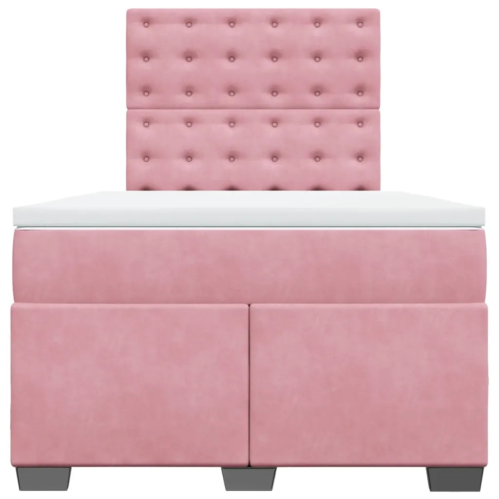 Giroletto a Molle con Materasso Rosa 120x190 cm in Velluto 3290875