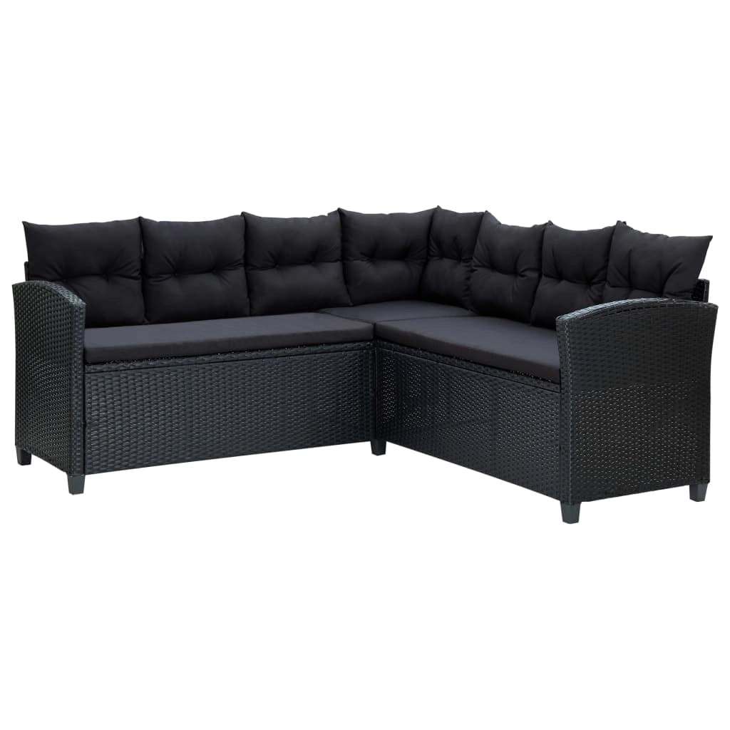 Set di mobili da giardino mobili da esterno 6 pezzi con cuscini resina intrecciata nera 02_0016930